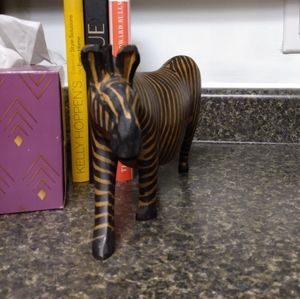 Hand Carved Wooden African Safari Mama Zebra Statue Standing